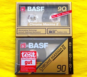 2x BASF Chrome Máxima II 90 Cassette Tape 1989 y 1991 + EMBALAJE ORIGINAL + SELLADO + - Imagen 1 de 2