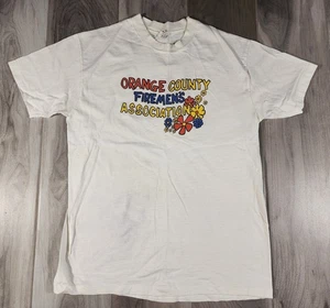 Vintage Orange County Fire Department Funny Double Sided T Shirt 80s Sz XL - Picture 1 of 13
