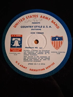 Vintage 16" Transcription Vinyl ERNEST TUBB / DON GIBSON ARMY RADIO - Image 1 of 4