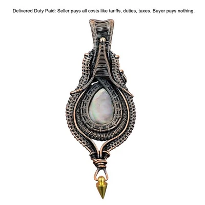 Oferta de Año Nuevo Cobre Negro Madreperla Piedras Preciosas Artesanales Colgante Joyería Foto 1 de 4