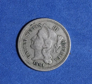 1881- III Three cent nickel -#P32551 - Picture 1 of 2