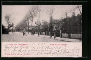 Bargteheide, Erste Bahnhofstrasse mit Radfahrer, Ansichtskarte 1903  - Picture 1 of 2