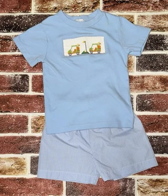 Vive La Fete Smocked Golf ⛳️ Shorts Set 4t Boys Boutique - Image 1 of 3