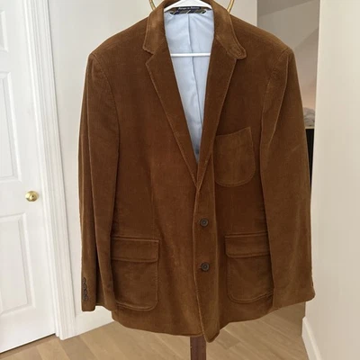 LANDS' END Mens Brown COTTON CORDUROY CLASSIC FIT Sport Coat Blazer Jacket 44R - Image 1 of 4