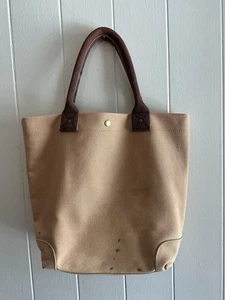 Rare Vintage J.CREW Thick Heavy Canvas Khaki Color Large Tote Bag Handbag - Bild 1 von 9