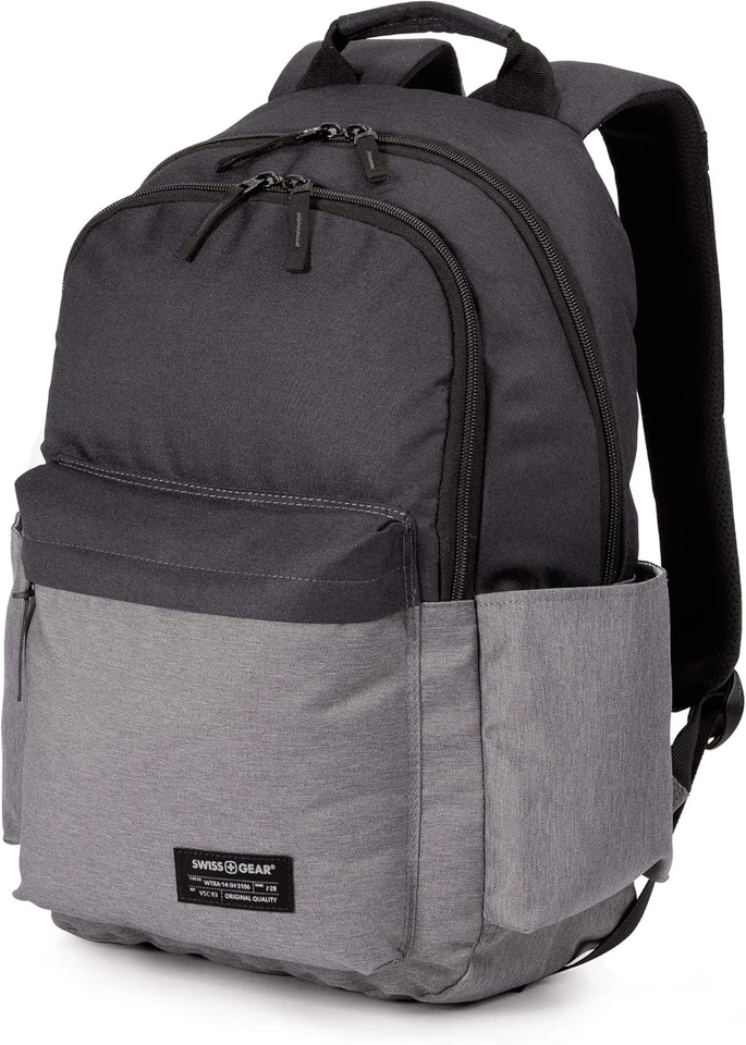 Swiss Gear 18" Laptop Daypack Backpack Gray Black Tablet Safe Item 0770