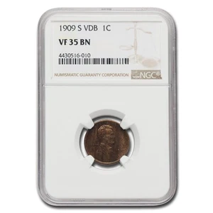 1909-S VDB Lincoln Cent VF-35 NGC (Brown) - Picture 1 of 3