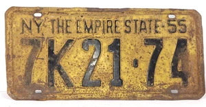 Vintage 1955 New York License Plate (7K2174) Used Condition. - Picture 1 of 2