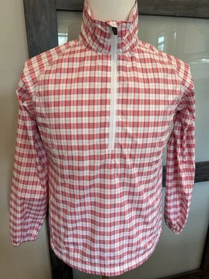 Cortavientos ligero de golf PETER MILLAR WIND pequeño rojo a cuadros 1/2 cremallera para mujer Foto 1 de 4