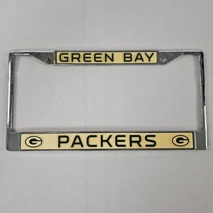 Vintage NFL Green Bay Packers Metal License Plate Frame W/ Green Lettering READ⬇ - Picture 1 of 11