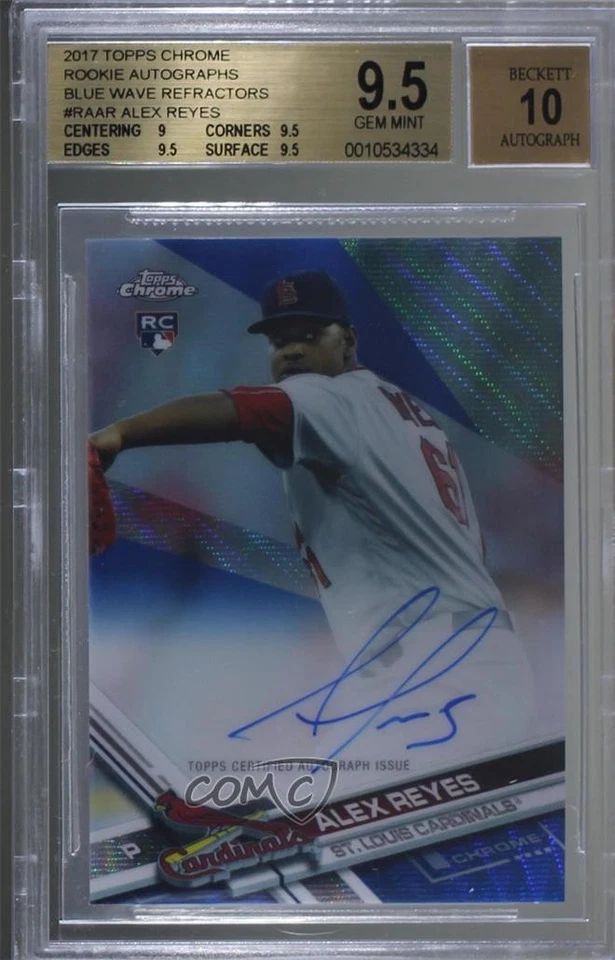 2017 Chrome Rookie Blue Wave Refractor /75 Alex Reyes BGS 9.5 GEM MINT Auto RC - Image 1 of 2