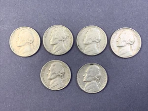 1964-D Jefferson Nickelmünzen 5c - 6 Münzen - Bild 1 von 8