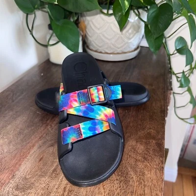 Sandalias Chaco Tie Dye Slides Niños Correas Ajustables Negras-3M Foto 1 de 4