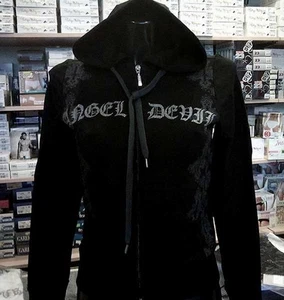 Felpa donna Angel Devil con zip, logo in lurex con tasche e cappuccio art TD81 - Foto 1 di 2