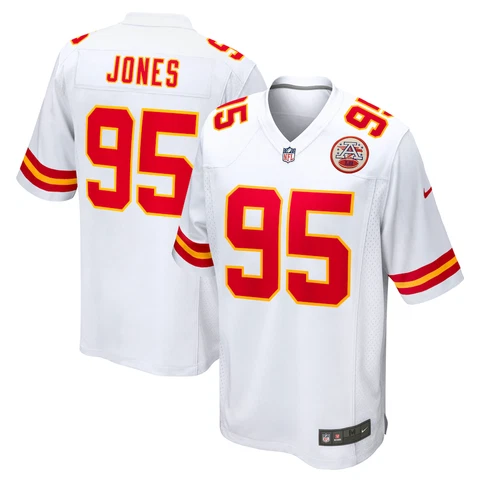 Kansas City Chiefs Chris Jones #95 Nike Men's White Official NFL Game Jersey Cover