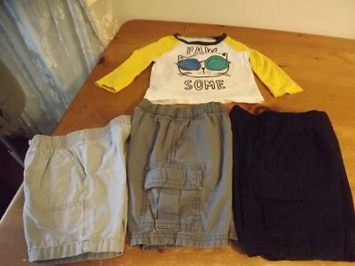 4 pc lot toddler BOYS cargo SHORTS & TEE 24 mos 3T - 4T jumping bns childrns plc - Imagem 1 de 4