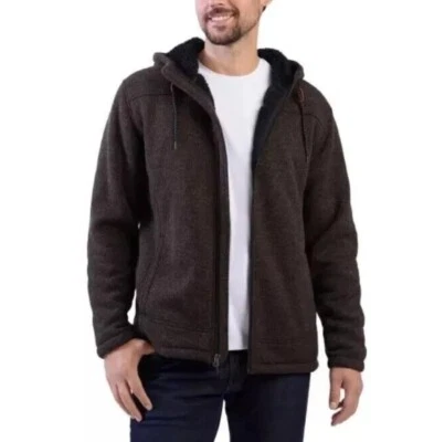 Chaqueta con Capucha Rugged Elements Para Hombre Forrada en Vellón Cremallera Completa Gruesa Talla M Marrón Foto 1 de 4