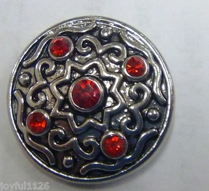 Estilo Noosa Botón Trozo Estrella 5 Joyas Rojas Antiguo Plata Aus Vendedor - Imagen 1 de 4