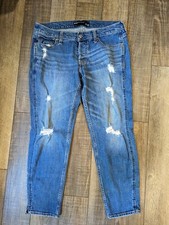 Hollister Boyfriend Ultra Low Rise Distressed Stonewash Jeans Waist 30"