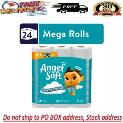 Angel Soft Toilet Paper, 24 Mega Rolls = 96 Regular Rolls, 2-Ply