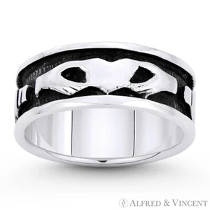 Anillo Irish Claddagh Dije Promesa de Amor 7 mm Banda de Eternidad en Plata Esterlina 0,925 - Imagen 1 de 1