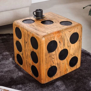Massiver Würfelhocker CUBE 41cm natur Mindiholz Beistelltisch stapelbar - Bild 1 von 11