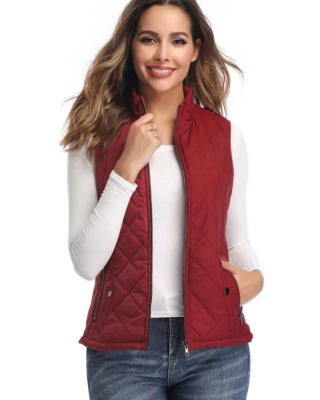 Chaleco de ropa exterior para mujer - Chaleco acolchado ligero con cremallera cuello alto para mujer Foto 1 de 4