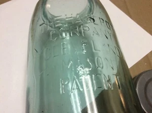 The HASEROT CoNpany Mason Patent Cleveland ERROR Aqua Quart Smooth Lip Fruit Jar - Picture 1 of 6