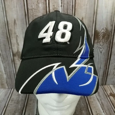 Gorra NASCAR Jimmie Johnson #48 con tirantes Hendrick Motorsports negra azul Foto 1 de 4