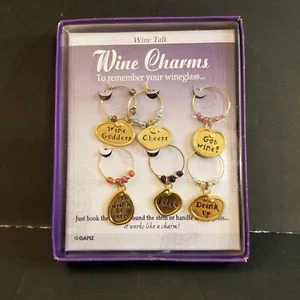 Ganz "Wine Talk" Wine Charms, box of 6 charms, gold-tone metal, #ED0731 - Picture 1 of 3