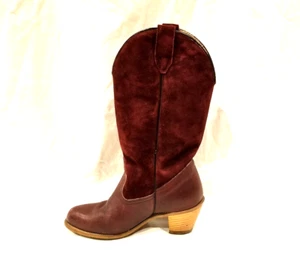 Stivali da cowboy vintage anni 70 donna Wolverine rosso pelle scamosciata taglia 8 western - Foto 1 di 11