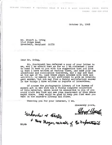 Edward Steichen, Fotograf. Signierter handgeschriebener Brief 1968 - Gloria Swanson - Bild 1 von 3