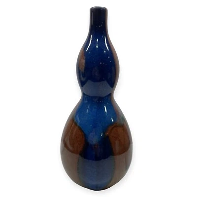 Diane Love For Mikasa Japan Vase Handcrafted Double Gourd Glazed Art Blue Brown - image 1 of 4