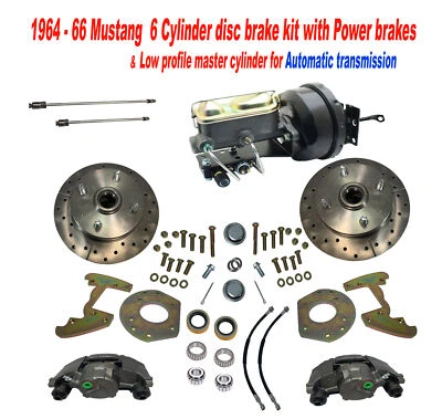 Mustang 1964-66 Kit de frenos de disco eléctrico delantero de 6 cilindros, ruedas de 4 orejetas de 14" Foto 1 de 4