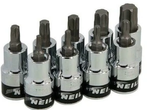 NEILSEN TORX BIT STECKSCHLÜSSELSATZ STERNSCHLÜSSEL 1/2" ANTRIEB IN METALLDOSE T20 bis T60 - Bild 1 von 3