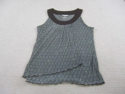 Blusa feminina Christopher & Banks multicolorida sem mangas brilho bainha em camadas GG - Imagem 1 de 4