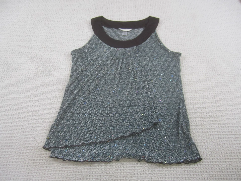 Blusa Christopher & Banks para mujer multicolor sin mangas brillante dobladillo en capas XL Foto 1 de 4