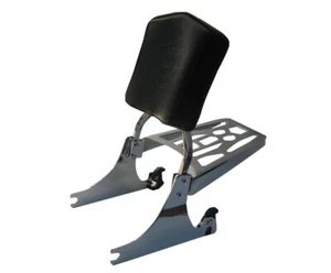 Clouté Détachable Sissy Barre / Dossier/Bagages Rack - Harley Softail 200mm Pneu - Picture 1 of 8