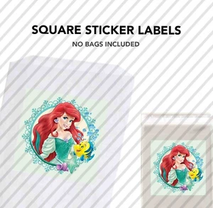 12 Little Mermaid Ariel 2.5" Sticker Label Bag Treat Box Party Favor Princess - Picture 1 of 3