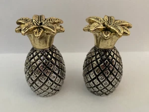 Silber Gold Ananas Gewürzset Pfeffer & Salzkannen selten - Top Zustand - Bild 1 von 10