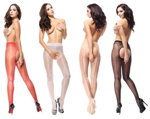Miss O Glänzende Ouvert Strumpfhose mit Rücknaht und offenem Schritt, P211 - Bild 1 von 10