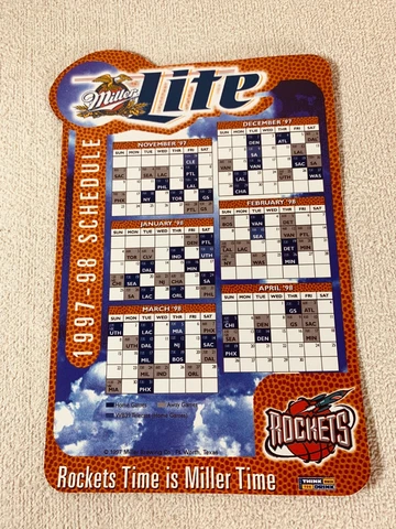 NBA HOUSTON ROCKETS VINTAGE 97/98 RUBBER REFRIDGERATOR MAGNET SCHEDULE CALENDAR Cover