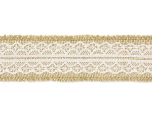 5m Rolle Juteband 4cm mit Spitze Dekoband Geschenkband Tischband Hochzeit natur - Bild 1 von 3