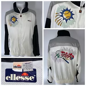 Vintage Ellesse Tennis Jacket Men Sz 6 / XL White Nylon Full Zip NWT YGI T2-49 - Picture 1 of 15