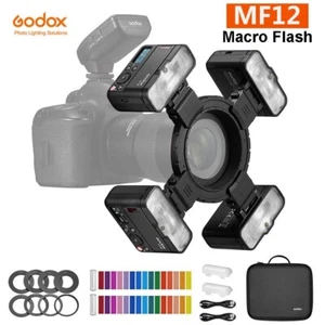 Godox MF12-K2 Two Macro Flash Speedlite Light Color Filter Diffuser&With Battery - Picture 1 of 12
