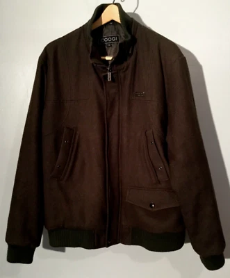 Chaqueta estilo bombardero Coogi XL para hombre Abrigo con cremallera de lana oliva oscura Foto 1 de 4