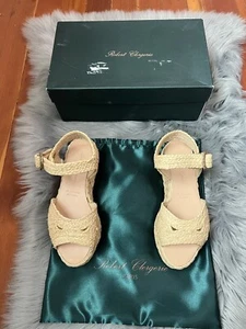 Robert Clergerie Platform ARCO Paille Natural Wedge Sandals Rafia Dust bag 7.5 - Picture 1 of 8