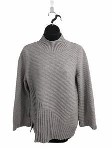 CHARTER CLUB Womens Size Large Gray Cable Knit Mock Neck Long Sleeve Sweater ECO - Picture 1 of 11