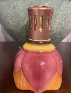 LAMPE BERGER PAR LUNEVILLE BIHAR 3876 CATALYTIC OIL LAMP PORCELAIN FLOWER PINK - Picture 1 of 12