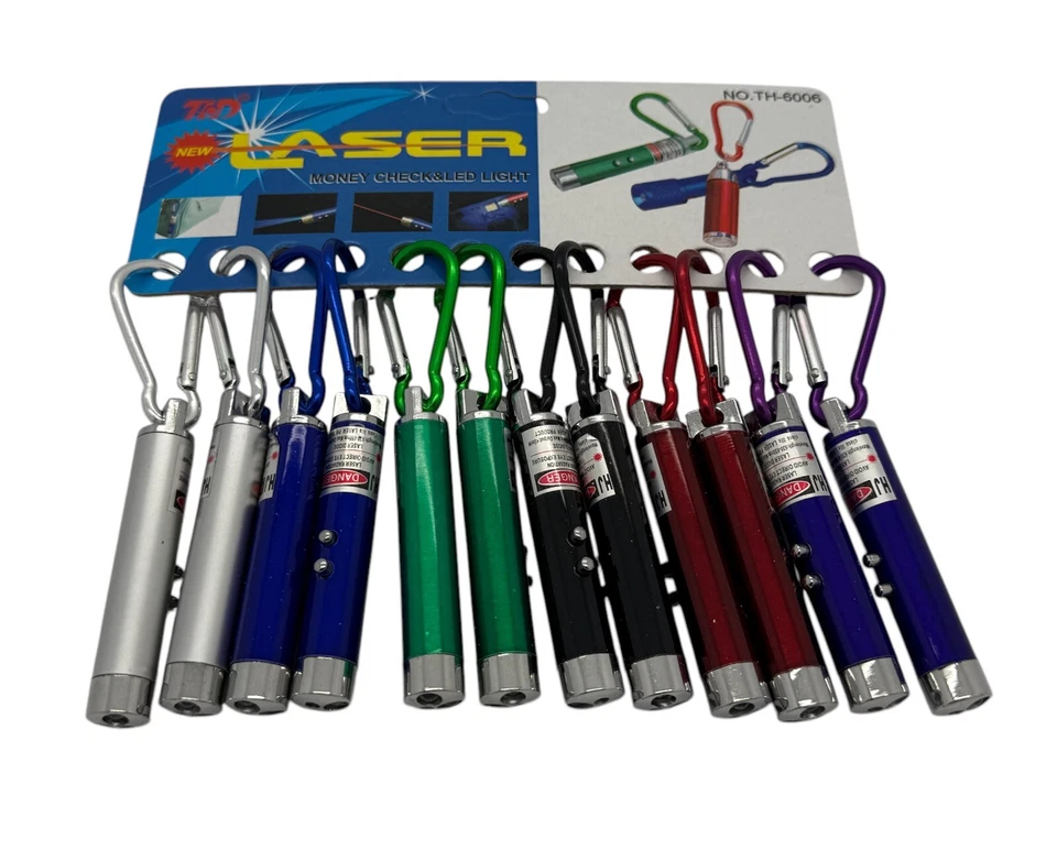 12 Mini Laser Light Red Pointer LED Flashlights Key chain Presentation Survival - Image 1 of 1